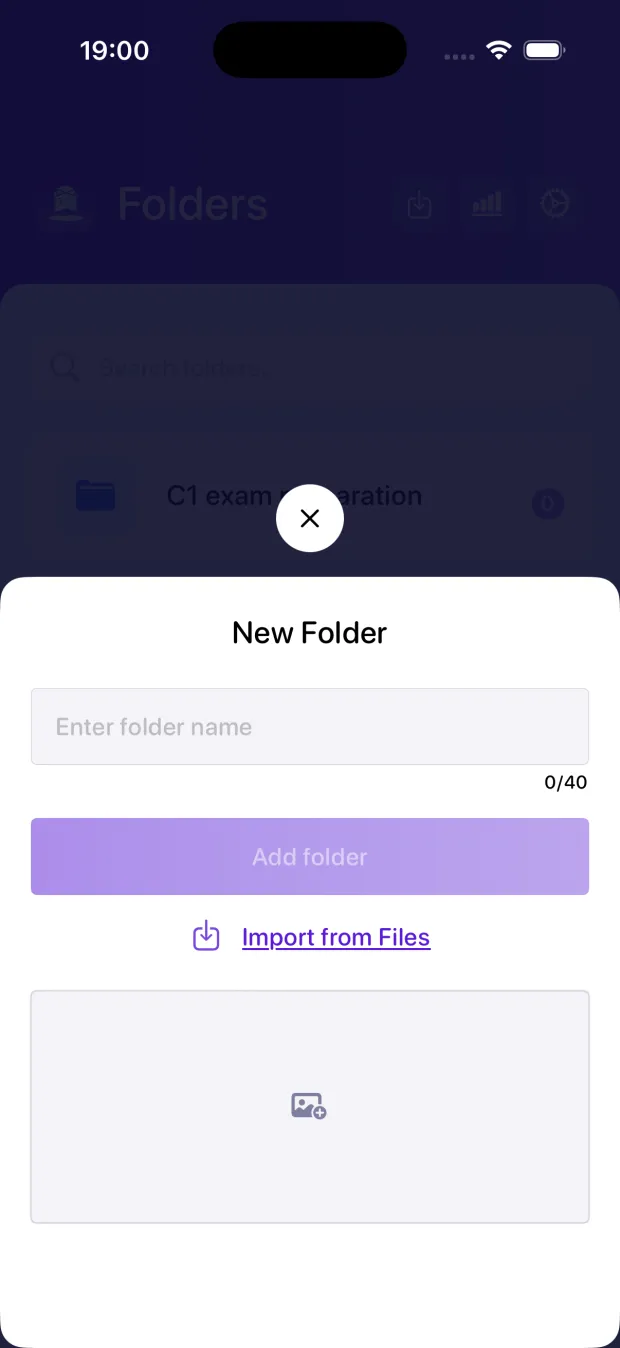 Creating a new folder in Cards.my